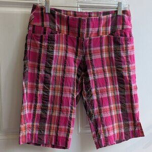 Madison Pink Plaid Seersucker Plaid Bermuda Short